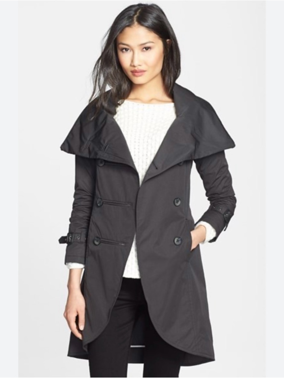 Mackage Malka Double Breasted Trench Coat in Black size Small
